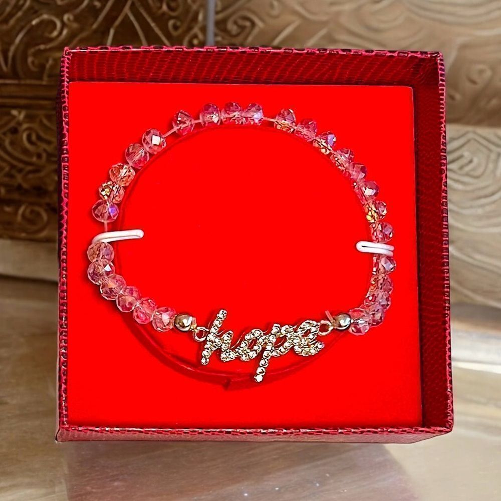 Glam & Glow Hope Pink Crystal And Rhinestone Stretch Bracelet